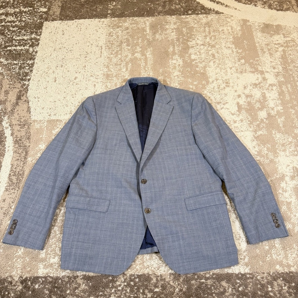 Jack Victor Blazer Mens 46R Gray Wool Glen Plaid Sport Coat Formal Jacket